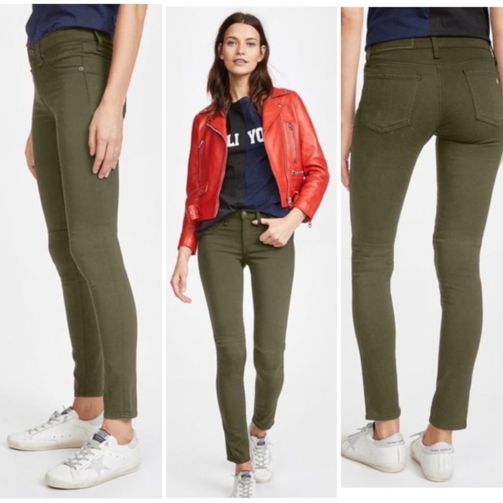 Rag & Bone Mid Rise‎ Skinny Army Olive Green Jeans Size 25